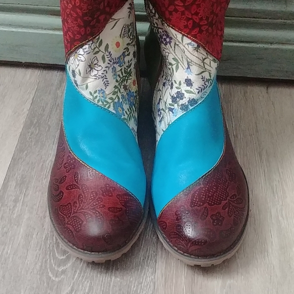Handmade Boho 60s Leather  Knee High Boots 37 - Picture 2 of 9